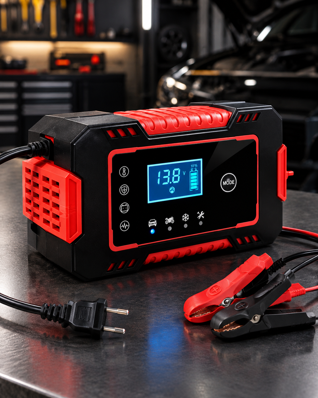 Cargador Bateria Carro Moto 12v Pantalla